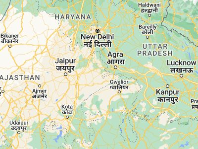 Map showing location of Bayāna (26.90791, 77.28985)