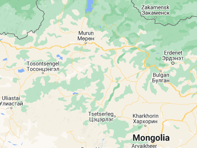 Map showing location of Bayantsagaan (48.73167, 100.76)
