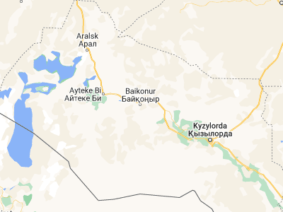 Map showing location of Baykonyr (45.61667, 63.31667)