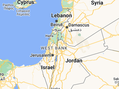 Map showing location of Bayt Īdis (32.4376, 35.69836)