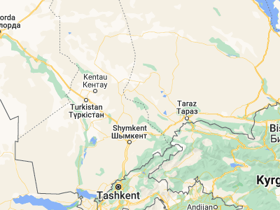 Map showing location of Bayzhansay (43.18, 69.93722)