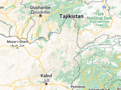 Map showing location of Bāzār-e Tashkān (36.88168, 70.27674)
