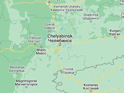 Map showing location of Bazhovo (55.0604, 61.6054)