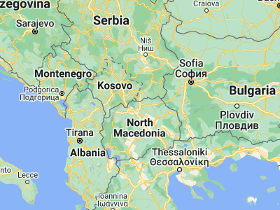 Map showing location of Bedinje (42.14167, 21.69639)