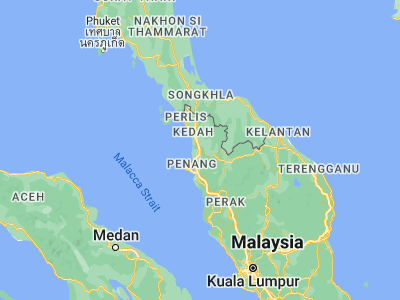 Map showing location of Bedong (5.72744, 100.50876)