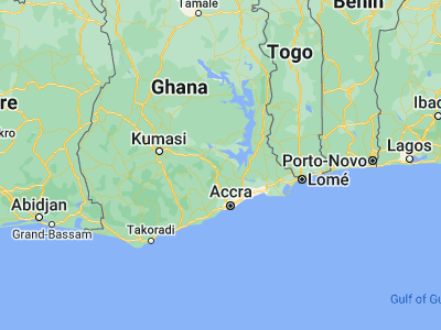 Map showing location of Begoro (6.38706, -0.37738)