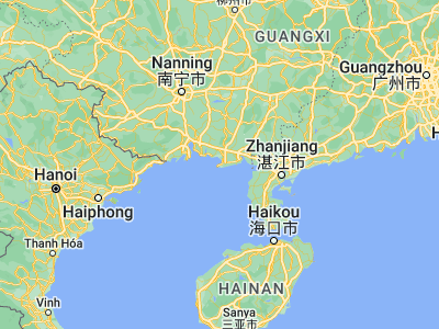 Map showing location of Beihai (21.48333, 109.1)
