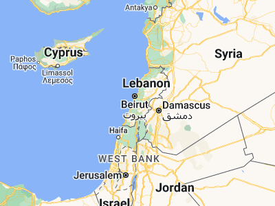 Map showing location of Beït ed Dîne (33.69417, 35.58083)