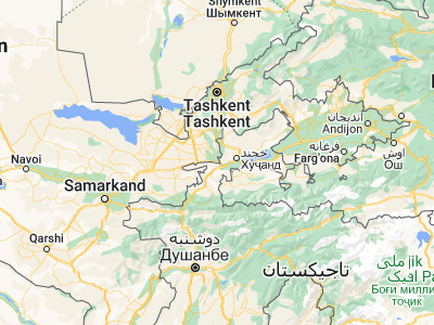 Map showing location of Bekobod (40.22083, 69.26972)