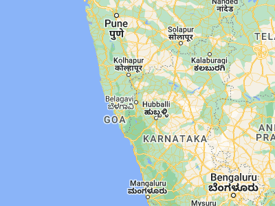 Map showing location of Belgaum (15.85212, 74.50447)