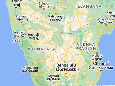 Map showing location of Bellary (15.15, 76.93333)