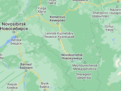 Map showing location of Belovo (54.4165, 86.2976)
