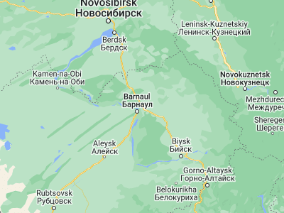 Map showing location of Beloyarsk (53.4461, 83.9048)