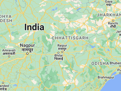 Map showing location of Bemetāra (21.7, 81.53333)