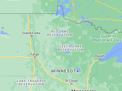 Map showing location of Bemidji (47.47356, -94.88028)