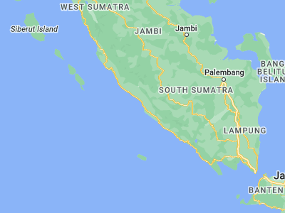 Map showing location of Bengkulu (-3.80044, 102.26554)