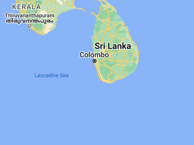 Map showing location of Bentota (6.4254, 79.9948)