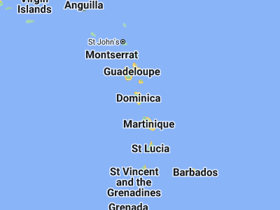 Map showing location of Berekua (15.23333, -61.31667)