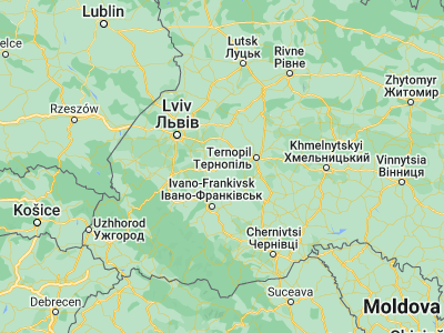 Map showing location of Бережани (49.45, 24.93333)