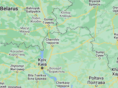 Map showing location of Berezna (51.5716, 31.78456)