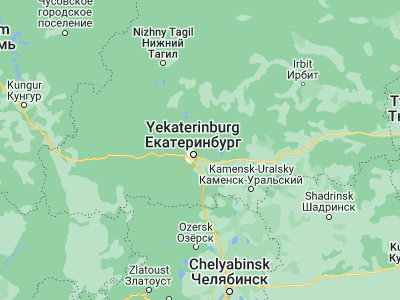 Map showing location of Berëzovskiy (56.9083, 60.8019)