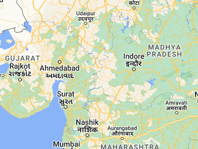 Map showing location of Bhābhra (22.53333, 74.33333)