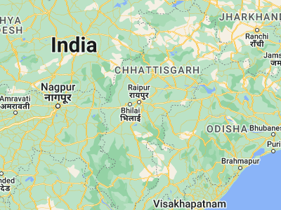 Map showing location of Bhatgaon (21.15, 81.7)
