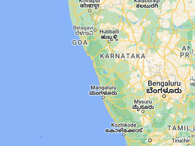 Map showing location of Bhatkal (13.96667, 74.56667)