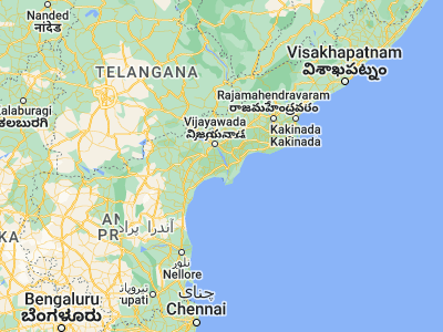 Map showing location of Bhattiprolu (16.1, 80.78333)