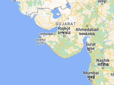 Map showing location of Bhāyāvadar (21.85, 70.25)