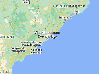 Map showing location of Bhīmunipatnam (17.88333, 83.43333)