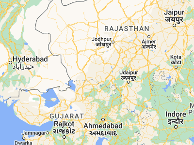 Map showing location of Bhīnmāl (24.99944, 72.27141)