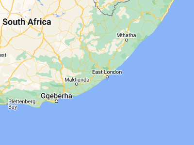 Map showing location of Bhisho (-32.84721, 27.44218)