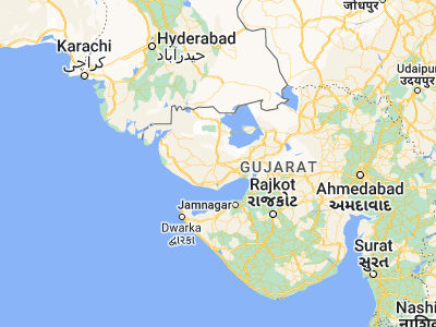 Map showing location of Bhuj (23.25397, 69.66928)
