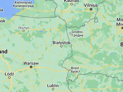 Map showing location of Białystok (53.13333, 23.15)