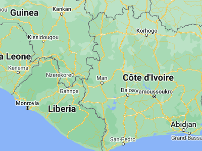 Map showing location of Biankouma (7.73909, -7.61377)