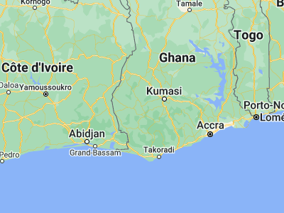 Map showing location of Bibiani (6.46346, -2.31938)