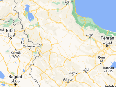 Map showing location of Bījār (35.8668, 47.60506)