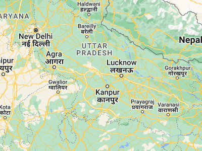 Map showing location of Bilhaur (26.84345, 80.06388)