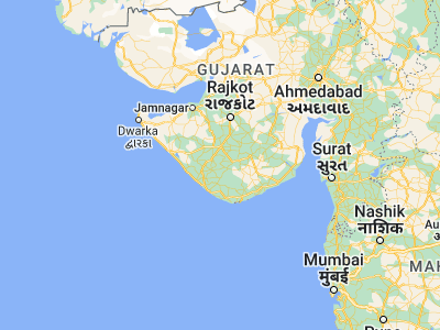 Map showing location of Bilkha (21.43333, 70.6)