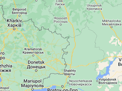 Map showing location of Bilovods'k (49.20846, 39.58975)