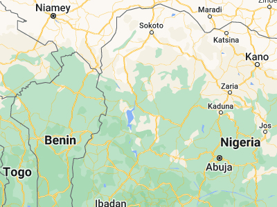 Map showing location of Bin Yauri (10.7823, 4.81135)