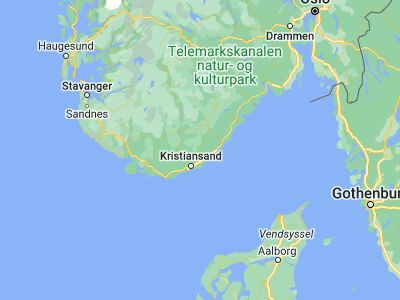 Map showing location of Birkeland (58.33091, 8.23229)