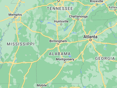 Map showing location of Birmingham (33.52066, -86.80249)