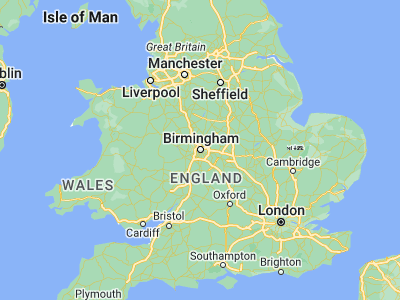 Map showing location of Birmingham (52.48142, -1.89983)