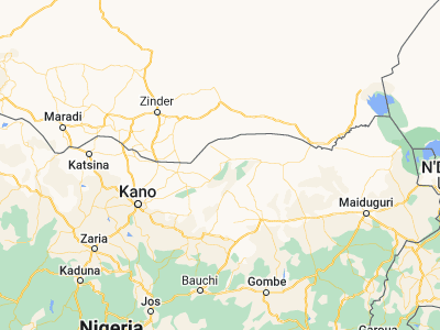 Map showing location of Birniwa (12.7903, 10.2348)