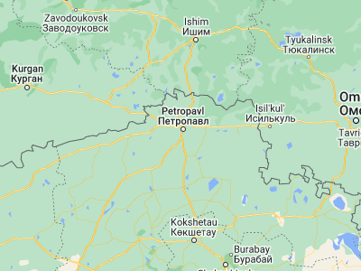 Map showing location of Bishkul’ (54.77763, 69.09951)