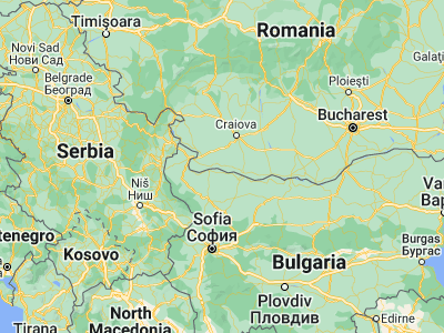 Map showing location of Bistreţu (43.9, 23.5)