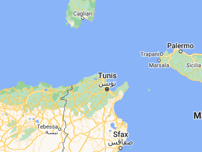 Map showing location of Bizerte (37.27442, 9.87391)