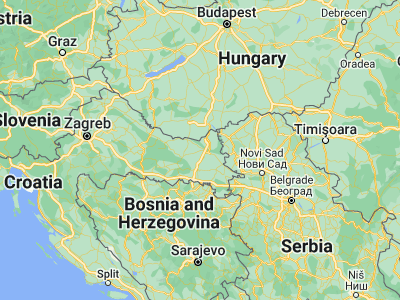 Map showing location of Bizovac (45.59278, 18.45889)